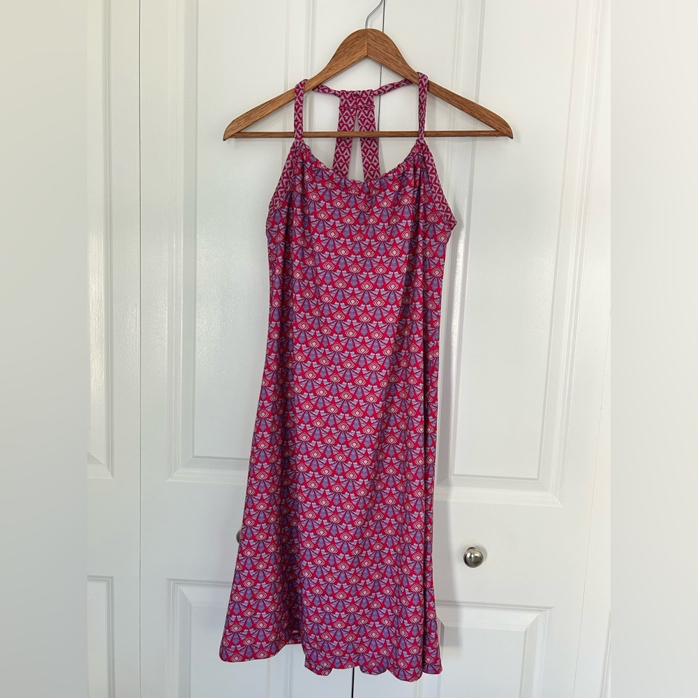 prAna Women's Sleeveless Quinn Dress Cosmo Pink Botanica Small